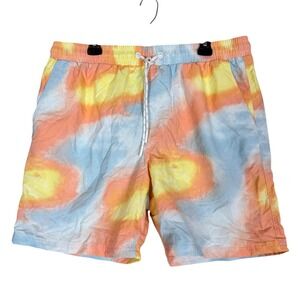 CSG Shorts Mens 2XL Multicolor Tie Dye Swim Trunks Lined Elastic Waist Pockets